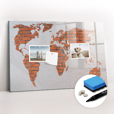 Magnetic dry erase board Brick World Map