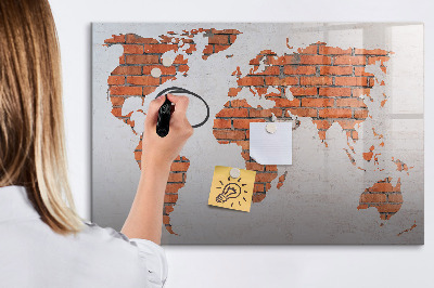 Magnetic dry erase board Brick World Map