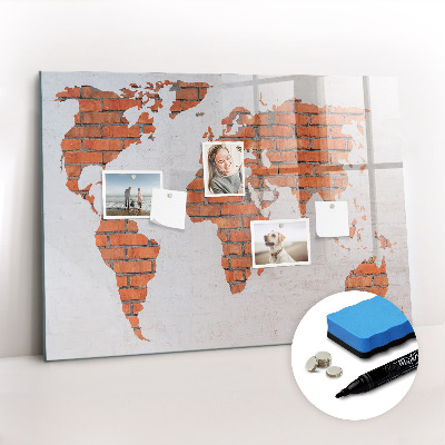 Magnetic dry erase board Brick World Map