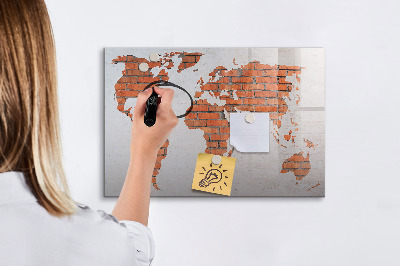 Magnetic dry erase board Brick World Map