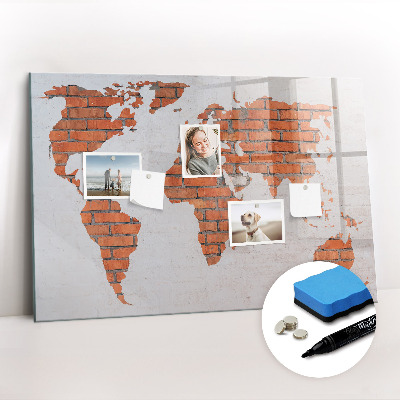 Magnetic dry erase board Brick World Map
