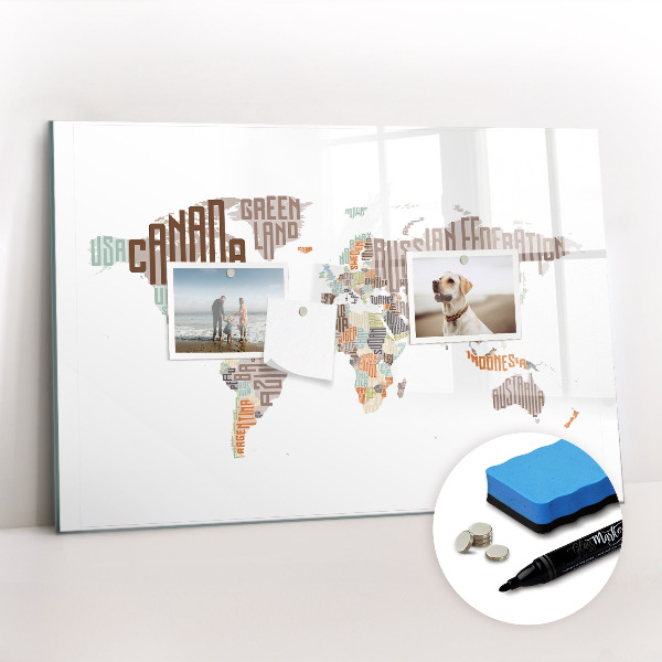 Magnetic writing board Map Colored Letters