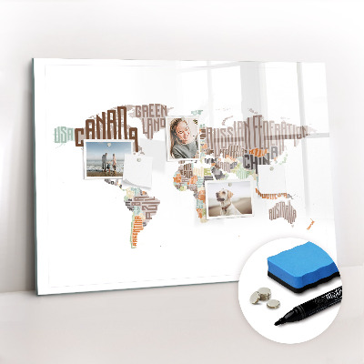 Dry erase magnetic board Map Colored Letters