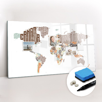 Dry erase magnetic board Map Colored Letters