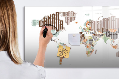 Dry erase magnetic board Map Colored Letters