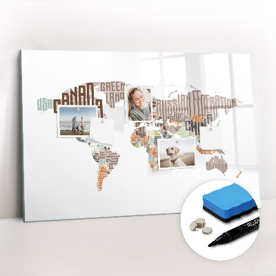 Dry erase magnetic board Map Colored Letters