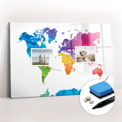 Magnetic dry erase board Abstract World Map