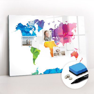 Magnetic dry erase board Abstract World Map