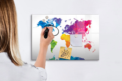 Magnetic dry erase board Abstract World Map