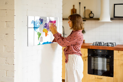 Magnetic dry erase board Abstract World Map