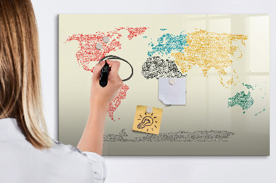 Magnetic writing board World Map from Letters