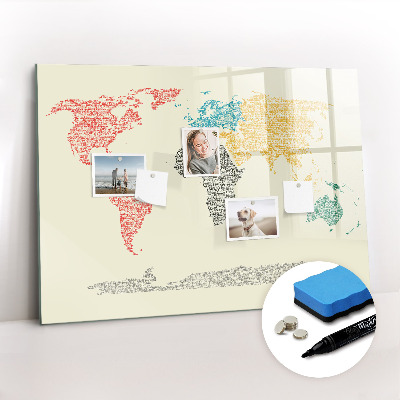 Magnetic dry erase board World Map from Letters