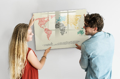 Magnetic dry erase board World Map from Letters