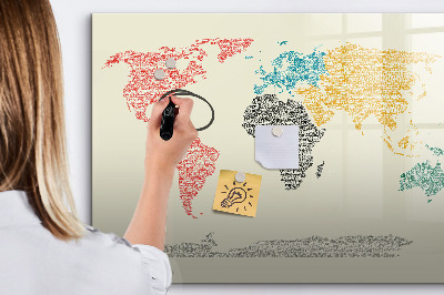 Magnetic dry erase board World Map from Letters