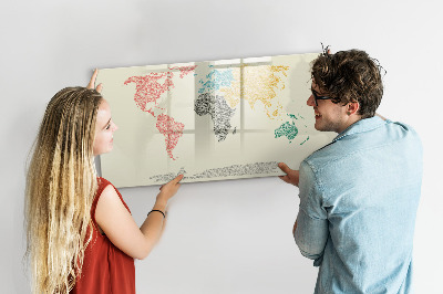 Magnetic dry erase board World Map from Letters