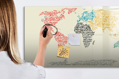 Magnetic writing board World Map from Letters