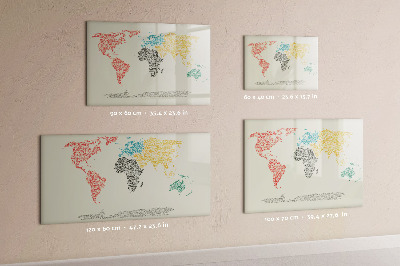 Magnetic writing board World Map from Letters