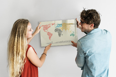 Magnetic writing board World Map from Letters