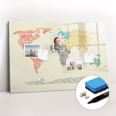 Magnetic dry erase board World Map from Letters
