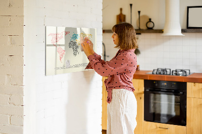 Magnetic writing board World Map from Letters