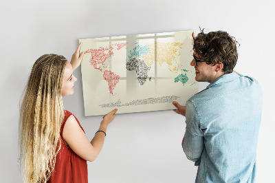 Magnetic dry erase board World Map from Letters