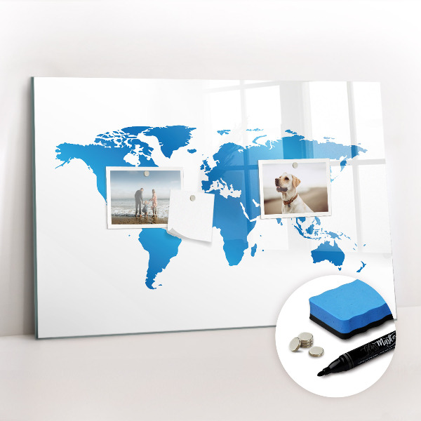 Magnetic dry erase board World Map