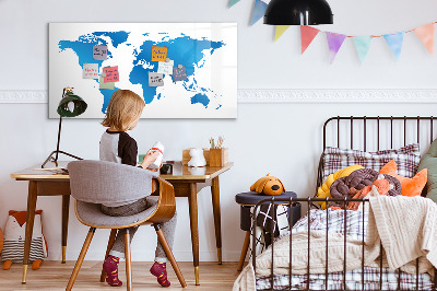 Magnetic dry erase board World Map