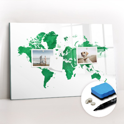 Magnetic dry erase board Green World Map
