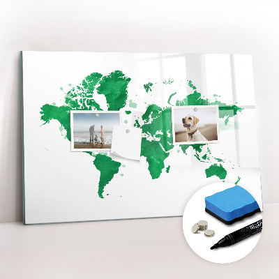 Magnetic writing board Green World Map