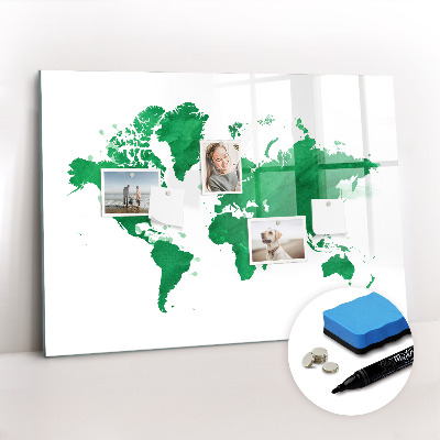 Magnetic dry erase board Green World Map