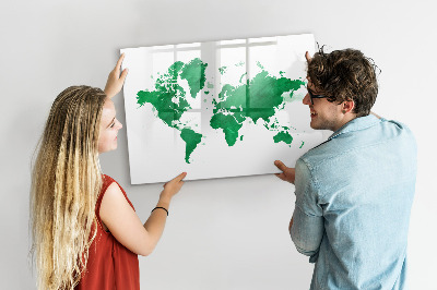 Magnetic writing board Green World Map