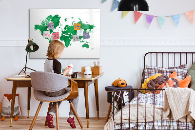 Magnetic dry erase board Green World Map