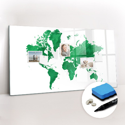 Magnetic dry erase board Green World Map