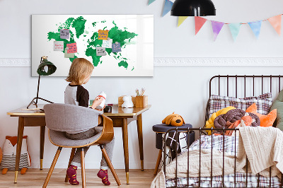 Magnetic dry erase board Green World Map