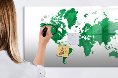 Magnetic dry erase board Green World Map