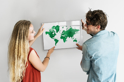 Magnetic dry erase board Green World Map