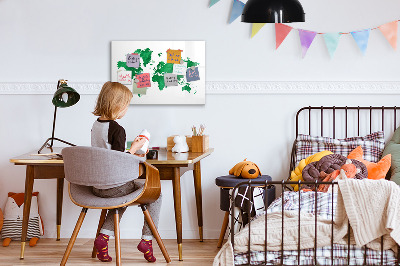 Magnetic dry erase board Green World Map