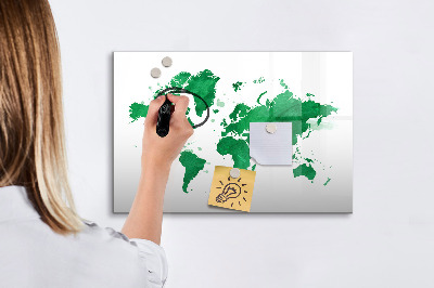 Magnetic dry erase board Green World Map