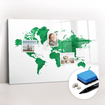 Magnetic dry erase board Green World Map