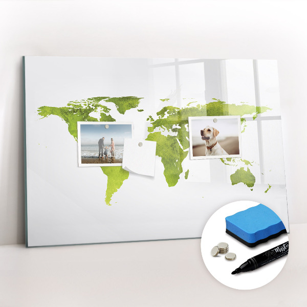 Dry erase magnetic board Watercolor World Map