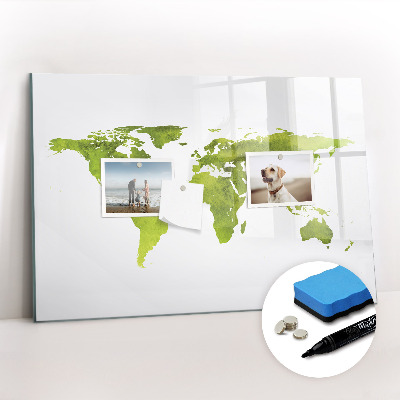 Dry erase magnetic board Watercolor World Map