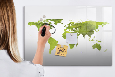 Dry erase magnetic board Watercolor World Map