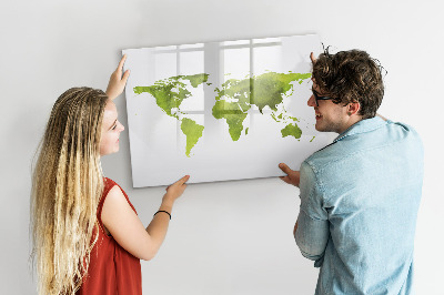 Dry erase magnetic board Watercolor World Map