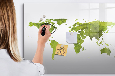 Dry erase magnetic board Watercolor World Map