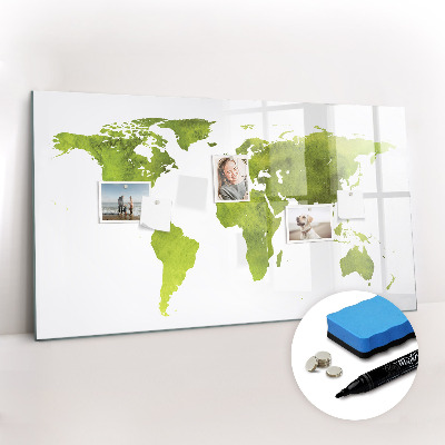 Dry erase magnetic board Watercolor World Map