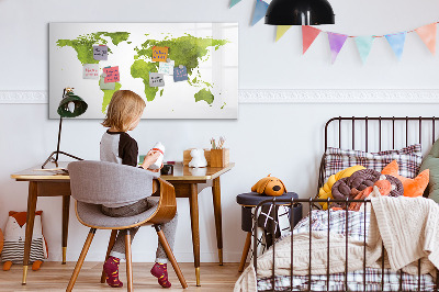Dry erase magnetic board Watercolor World Map