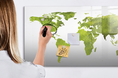 Dry erase magnetic board Watercolor World Map