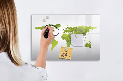 Dry erase magnetic board Watercolor World Map