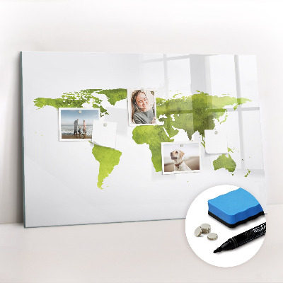 Dry erase magnetic board Watercolor World Map