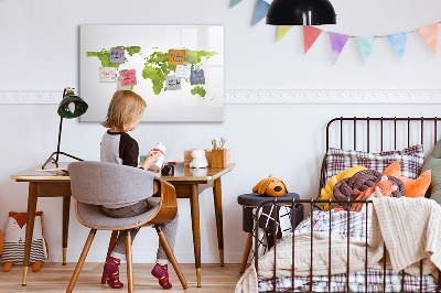 Dry erase magnetic board Watercolor World Map